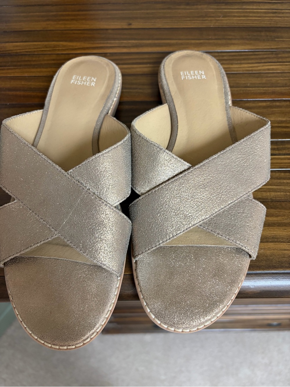 Eileen Fisher Rose Gold Metallic Sandals